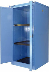 Securall Cabinets - 2 Door, 2 Shelf, Blue Steel Standard Safety Cabinet for Corrosive Chemicals - 67" High x 31" Wide x 31" Deep, Self Closing Door, 3 Point Key Lock, 60 Gal Capacity - Americas Industrial Supply
