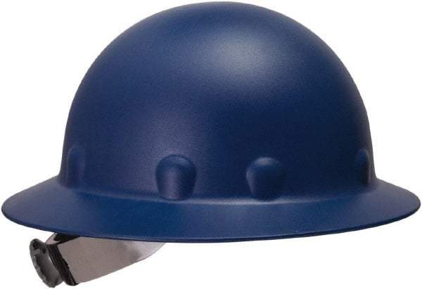 Fibre-Metal - ANSI Type I, Class G Rated, 8-Point, Ratchet Adjustment Hard Hat - Size 6-1/2 to 8, Blue, Full Brim - Americas Industrial Supply