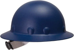 Fibre-Metal - ANSI Type I, Class G Rated, 8-Point, Ratchet Adjustment Hard Hat - Size 6-1/2 to 8, Blue, Full Brim - Americas Industrial Supply