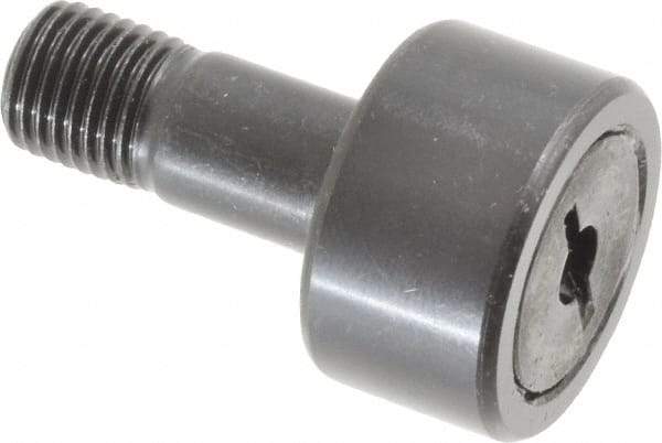 Accurate Bushing - 7/8" Roller Diam x 1/2" Width, 3/8" Stud Diam x 7/8" Length, Stud Cam Follower - Steel, 3/8" Thread Length, 3/8-24 Thread, 1-3/8" OAL, 2,140 Lb Dynamic Cap, 2,260 Lb Static Cap - Americas Industrial Supply