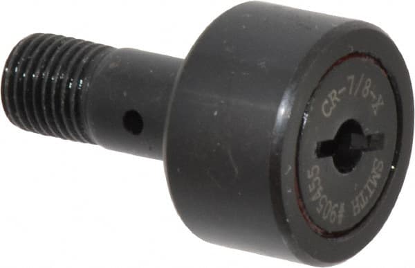 Accurate Bushing - 7/8" Roller Diam x 1/2" Width, 3/8" Stud Diam x 7/8" Length, Stud Cam Follower - Steel, 3/8" Thread Length, 3/8-24 Thread, 1-3/8" OAL, 2,140 Lb Dynamic Cap, 2,260 Lb Static Cap - Americas Industrial Supply