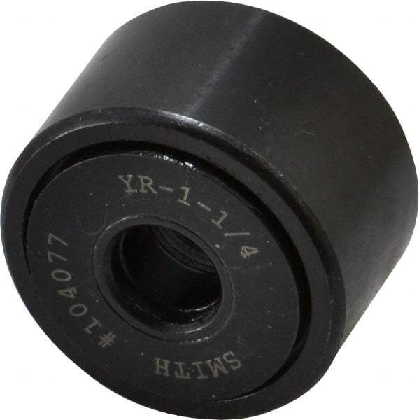 Accurate Bushing - 3/8" Bore, 1-1/4" Roller Diam x 3/4" Roller Width, Steel Yoke Cam Follower - 4,470 Lb Dynamic Load Capacity, 13/16" Overall Width - Americas Industrial Supply