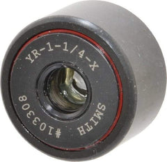 Accurate Bushing - 3/8" Bore, 1-1/4" Roller Diam x 3/4" Roller Width, Steel Yoke Cam Follower - 4,470 Lb Dynamic Load Capacity, 13/16" Overall Width - Americas Industrial Supply