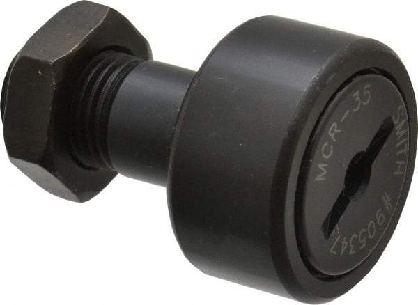 Accurate Bushing - 35mm Roller Diam x 18mm Width, 16mm Stud Diam x 32.5mm Length, Stud Cam Follower - Steel, 17mm Thread Length, M16x1.5 Thread, 52mm OAL, 12,900 N Dynamic Cap, 19,000 N Static Cap - Americas Industrial Supply