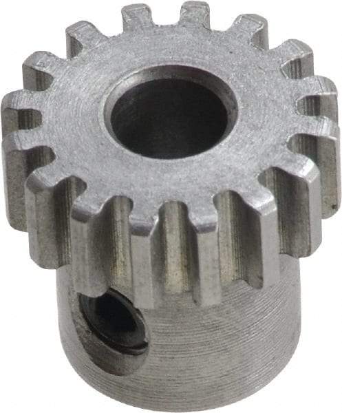 Boston Gear - 32 Pitch, 1/2" Pitch Diam, 16 Tooth Spur Gear - 0.188" Face Width, 3/16" Bore Diam, 0.39" Hub Diam, 14.5° Pressure Angle, Steel - Americas Industrial Supply