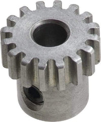 Boston Gear - 32 Pitch, 1/2" Pitch Diam, 16 Tooth Spur Gear - 0.188" Face Width, 3/16" Bore Diam, 0.39" Hub Diam, 14.5° Pressure Angle, Steel - Americas Industrial Supply