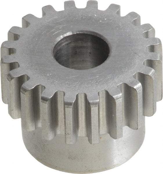 Boston Gear - 20 Pitch, 1" Pitch Diam, 20 Tooth Spur Gear - 3/8" Face Width, 3/8" Bore Diam, 0.84" Hub Diam, 14.5° Pressure Angle, Steel - Americas Industrial Supply