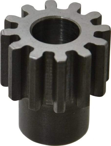 Boston Gear - 16 Pitch, 3/4" Pitch Diam, 12 Tooth Spur Gear - 1/2" Face Width, 3/8" Bore Diam, 0.56" Hub Diam, 14.5° Pressure Angle, Steel - Americas Industrial Supply