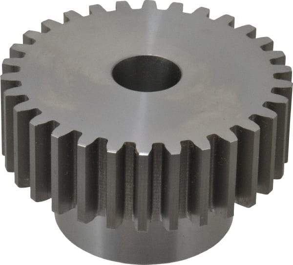 Boston Gear - 10 Pitch, 3" Pitch Diam, 30 Tooth Spur Gear - 1" Face Width, 3/4" Bore Diam, 2.02" Hub Diam, 14.5° Pressure Angle, Steel - Americas Industrial Supply