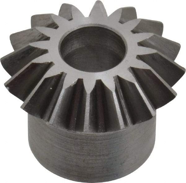 Boston Gear - 16 Pitch, 1" Pitch Diam, 16 Tooth Miter Gear - 0.23" Face Width, 3/8" Bore Diam, 3/4" Hub Diam, 20° Pressure Angle, Steel - Americas Industrial Supply