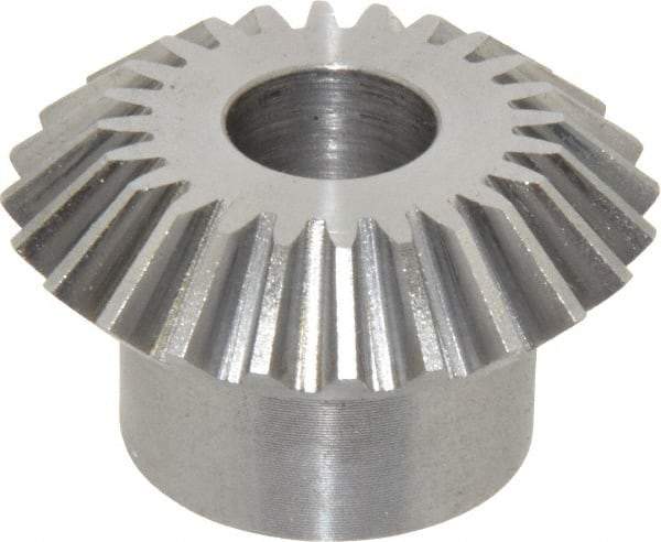 Boston Gear - 16 Pitch, 1-1/2" Pitch Diam, 24 Tooth Miter Gear - 0.32" Face Width, 1/2" Bore Diam, 1" Hub Diam, 20° Pressure Angle, Steel - Americas Industrial Supply