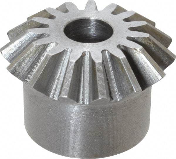 Boston Gear - 12 Pitch, 1-1/4" Pitch Diam, 15 Tooth Miter Gear - 0.29" Face Width, 3/8" Bore Diam, 1" Hub Diam, 20° Pressure Angle, Steel - Americas Industrial Supply