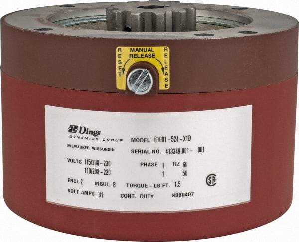 Dings Dynamics Group - 115/230 Volts at 60 Hertz, 1-1/2 Ft./Lb. Torque Disc Brake - 56C Frame, 5/8" Hub Bore, NEMA 2 Enclosure - Americas Industrial Supply