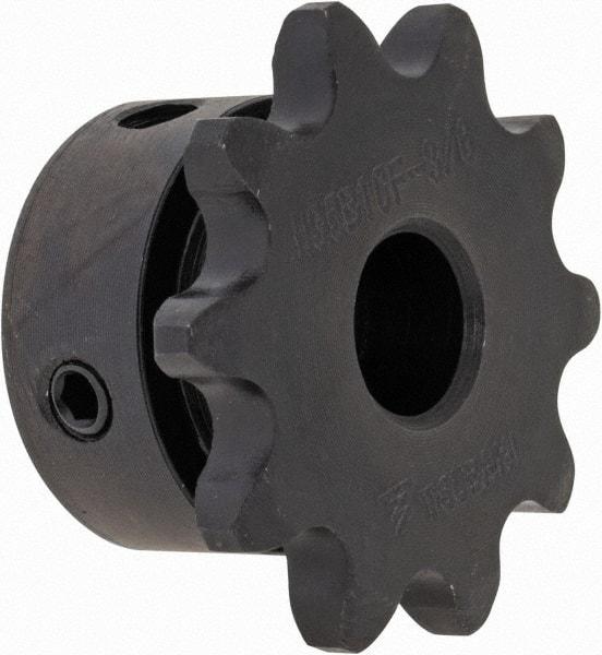 U.S. Tsubaki - 10 Teeth, 3/8" Chain Pitch, Chain Size 35, Finished Bore Sprocket - 3/8" Bore Diam, 1.214" Pitch Diam, 1.38" Outside Diam - Americas Industrial Supply