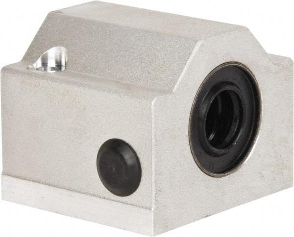 Thomson Industries - 12mm Inside Diam, 350 Lbs. Dynamic Capacity, Closed Single Pillow Block Linear Bearing - 35mm Overall Height x 43mm Overall Width, 23mm Btw Mount Hole Centers - Americas Industrial Supply