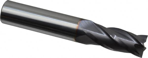Niagara Cutter - 15/32", 1" LOC, 1/2" Shank Diam, 3" OAL, 4 Flute, Solid Carbide Square End Mill - Single End, TiAlN Finish, Spiral Flute, 30° Helix, Centercutting, Right Hand Cut, Right Hand Flute, Series C430 - Americas Industrial Supply