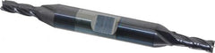 Niagara Cutter - 3/16", 1/2" LOC, 3/8" Shank Diam, 3-1/4" OAL, 4 Flute, Solid Carbide Square End Mill - Double End, TiAlN Finish, Spiral Flute, 30° Helix, Centercutting, Right Hand Cut, Right Hand Flute, Series CD430 - Americas Industrial Supply