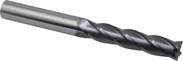 Niagara Cutter - 5/8", 3" LOC, 5/8" Shank Diam, 6" OAL, 4 Flute, Solid Carbide Square End Mill - Single End, TiAlN Finish, Spiral Flute, 30° Helix, Centercutting, Right Hand Cut, Right Hand Flute, Series C430 - Americas Industrial Supply