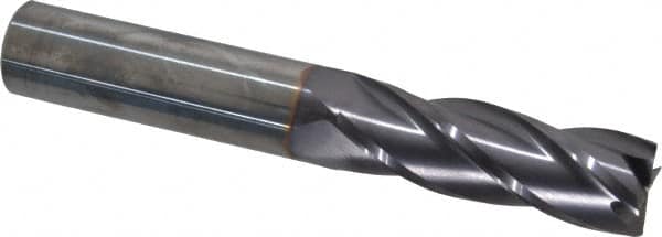 Niagara Cutter - 3/4", 2-1/4" LOC, 3/4" Shank Diam, 5" OAL, 4 Flute, Solid Carbide Square End Mill - Single End, TiAlN Finish, Spiral Flute, 30° Helix, Centercutting, Right Hand Cut, Right Hand Flute, Series C430 - Americas Industrial Supply