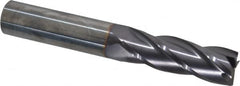 Niagara Cutter - 3/4", 2-1/4" LOC, 3/4" Shank Diam, 5" OAL, 4 Flute, Solid Carbide Square End Mill - Single End, TiAlN Finish, Spiral Flute, 30° Helix, Centercutting, Right Hand Cut, Right Hand Flute, Series C430 - Americas Industrial Supply
