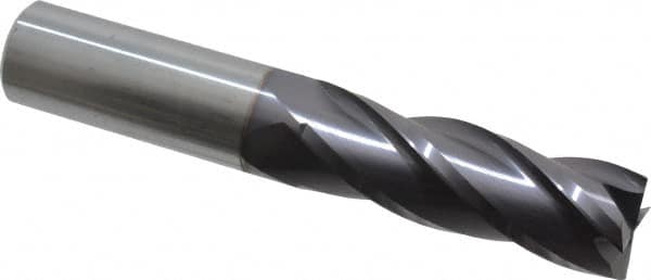 Niagara Cutter - 1", 3" LOC, 1" Shank Diam, 6" OAL, 4 Flute, Solid Carbide Square End Mill - Single End, TiAlN Finish, Spiral Flute, 30° Helix, Centercutting, Right Hand Cut, Right Hand Flute, Series C430 - Americas Industrial Supply