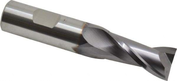 Niagara Cutter - 3/4", 1-1/2" LOC, 3/4" Shank Diam, 4" OAL, 2 Flute, Solid Carbide Square End Mill - Single End, TiAlN Finish, Spiral Flute, 30° Helix, Centercutting, Right Hand Cut, Right Hand Flute, Series CNC230 - Americas Industrial Supply