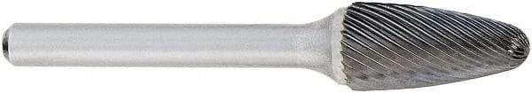 OSG - 3/4" Cut Diam, 1/4" Shank Diam, Tree Head Fluted Cut Burr - Carbide, Radius End, 1-1/2" LOC, 2" OAL - Americas Industrial Supply