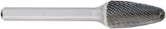 OSG - 3/8" Cut Diam, 1/4" Shank Diam, Tree Head Fluted Cut Burr - Carbide, Radius End, 3/4" LOC, 2" OAL - Americas Industrial Supply