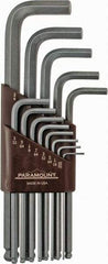 Paramount - 13 Piece L-Key Ball End Hex Key Set - Hex Range 0.05 to 3/8", 7-1/4" OAL, Steel - Americas Industrial Supply
