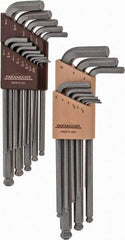 Paramount - 22 Piece L-Key Ball End Hex Key Set - Hex Range 0.05 to 3/8", 7-1/4" OAL, Steel - Americas Industrial Supply