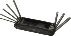 Paramount - 8 Piece T9 to T40 Steel Fold-Up Torx Key Set - 4-1/2" OAL, T9, T10, T15, T20, T25, T27, T35, T40 Torx Size - Americas Industrial Supply