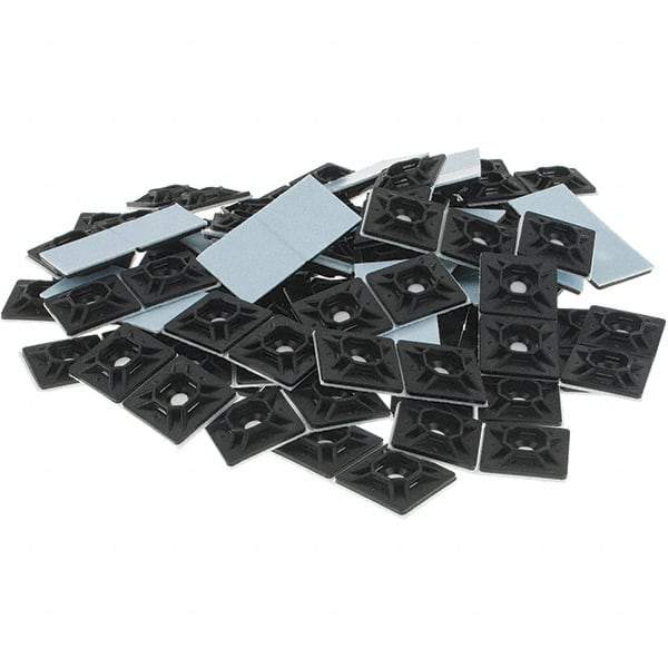 Thomas & Betts - Black, Nylon, Four Way Cable Tie Mounting Pad - 1-1/8" Long x 0.215" High x 1-1/8" Wide Adhesive Back - Americas Industrial Supply