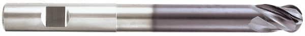 Niagara Cutter - 3/8" Diam, 1/2" LOC, 4 Flute Solid Carbide Ball End Mill - TiAlN Finish, Single End, 6" OAL, 3/8" Shank Diam, Spiral Flute - Americas Industrial Supply