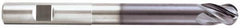 Niagara Cutter - 1/2" Diam, 5/8" LOC, 4 Flute Solid Carbide Ball End Mill - TiAlN Finish, Single End, 4" OAL, 1/2" Shank Diam, Spiral Flute - Americas Industrial Supply