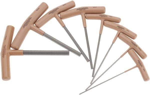 Paramount - 8 Piece T-Handle Hex Key Set - Hex Range 2 to 10mm, 6" OAL, Steel - Americas Industrial Supply