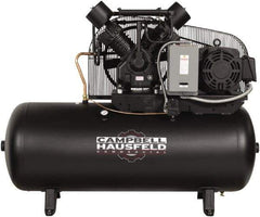 Campbell Hausfeld - 15 hp, 120 Gal Stationary Electric Horizontal Screw Air Compressor - Three Phase, 175 Max psi, 50 CFM, 208-230/460 Volt - Americas Industrial Supply