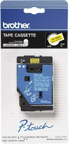 Brother - 1/2" Wide x 300" Long, Yellow Tape Cassette - For Label Maker - Americas Industrial Supply