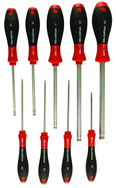 9 Piece - 1.5 - 10mm - Ball End Hex Screwdriver MagicRing® Screw Holding SoftFinish® Cushion Grip Set - Americas Industrial Supply