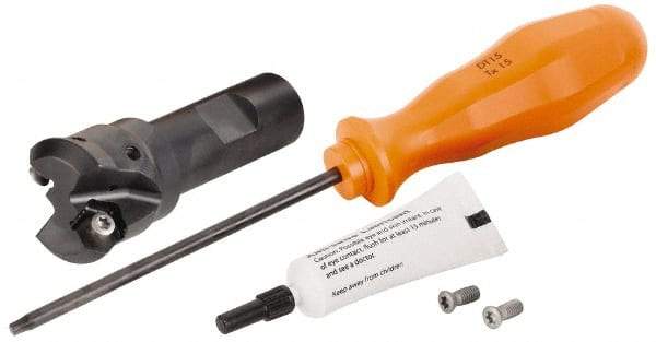 Kennametal - 45° Lead Angle, 33.58mm Max Cut Diam, 1" Min Cut Diam, 3.23mm Max Depth of Cut, Indexable Chamfer and Angle End Mill - 2 Inserts, HNGJ 0604ANENLD Insert Style, 83.31mm Overall Length, Through Coolant, Straight Shank - Americas Industrial Supply