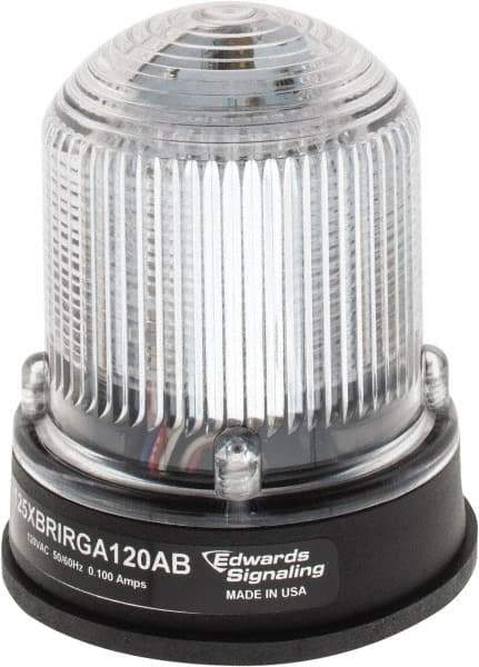 Edwards Signaling - 120 VAC, 4X NEMA Rated, LED, Amber, Green, Red, Multi Status Indicator - 65, 120, 240 Flashes per min, 3/4 Inch Pipe, 3-1/4 Inch Diameter, 3-7/8 Inch High, Panel Mount, Pipe Mount - Americas Industrial Supply