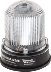 Edwards Signaling - 120 VAC, 4X NEMA Rated, LED, Amber, Green, Red, Multi Status Indicator - 65, 120, 240 Flashes per min, 3/4 Inch Pipe, 3-1/4 Inch Diameter, 3-7/8 Inch High, Panel Mount, Pipe Mount - Americas Industrial Supply