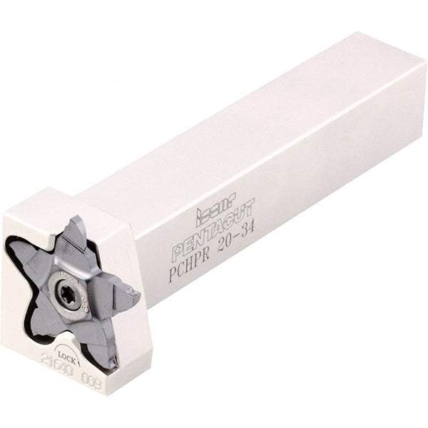 Iscar - External Thread, 0.3937" Max Depth of Cut, 3.19mm Min Groove Width, 135mm OAL, Right Hand Indexable Grooving Cutoff Toolholder - 25mm Shank Height x 25mm Shank Width, PENTA 34.. Insert Style, PCH Toolholder Style, Series PentaCut - Americas Industrial Supply