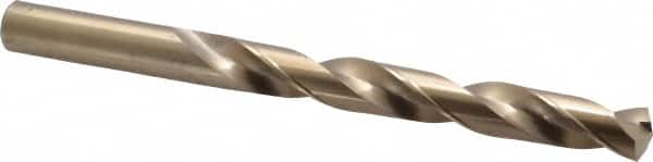 Chicago-Latrobe - 19/32" 135° Cobalt Jobber Drill - Oxide/Gold Finish, Right Hand Cut, Spiral Flute, Straight Shank, 7-1/8" OAL, Split Point - Americas Industrial Supply