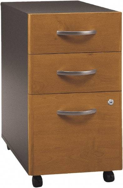 Bush Business Furniture - 15-3/4" Wide x 27.88" High x 20-1/4" Deep, 3 Drawer Pedestal - Laminate Over Wood, Natural Cherry & Graphite Gray - Americas Industrial Supply