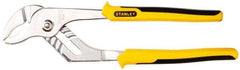 Stanley - 10-1/2" OAL, 1-1/4" Jaw Length, 7 Position Groove Joint Tongue & Groove Pliers - Serrated Curved Jaws, Curved Head, Dual Dipped Handles - Americas Industrial Supply