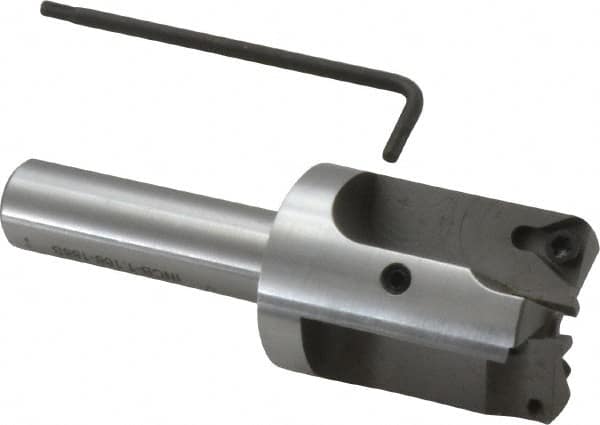 Everede Tool - 1-3/16 Inch Diameter, Interchangeable Pilot, Straight 1/2 Inch Shank Diameter, 3 Insert, Indexable Counterbore - 3.2 Inch Overall Length, TPGH 215 Insert, 3/16 Inch Pilot Hole Diameter Compatibility - Americas Industrial Supply