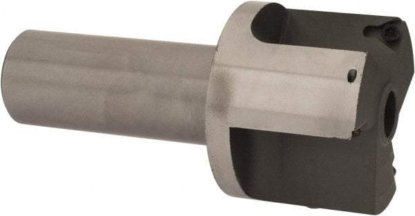 Everede Tool - 2 Inch Diameter, Interchangeable Pilot, Straight 1 Inch Shank Diameter, 3 Insert, Indexable Counterbore - 3.2 Inch Overall Length, TPGH 215 Insert, 7/16 Inch Pilot Hole Diameter Compatibility - Americas Industrial Supply