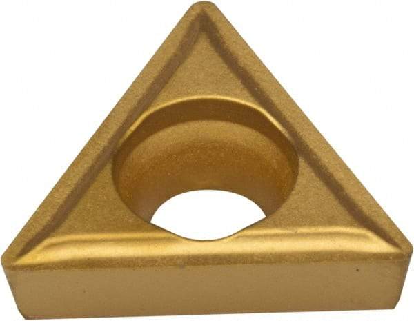 Everede Tool - TPGH215 Grade CV6 Carbide Turning Insert - TiN Finish, 60° Triangle, 1/4" Inscr Circle, 3/32" Thick, 1/64" Corner Radius - Americas Industrial Supply