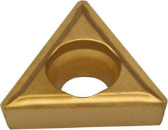 Everede Tool - TPGH215 Grade CV6 Carbide Turning Insert - TiN Finish, 60° Triangle, 1/4" Inscr Circle, 3/32" Thick, 1/64" Corner Radius - Americas Industrial Supply