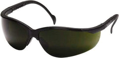 PYRAMEX - Green Lenses, Framed Safety Glasses - Scratch Resistant, Black Nylon Frame, Adjustable Temples, Size Universal, Wrap Around - Americas Industrial Supply